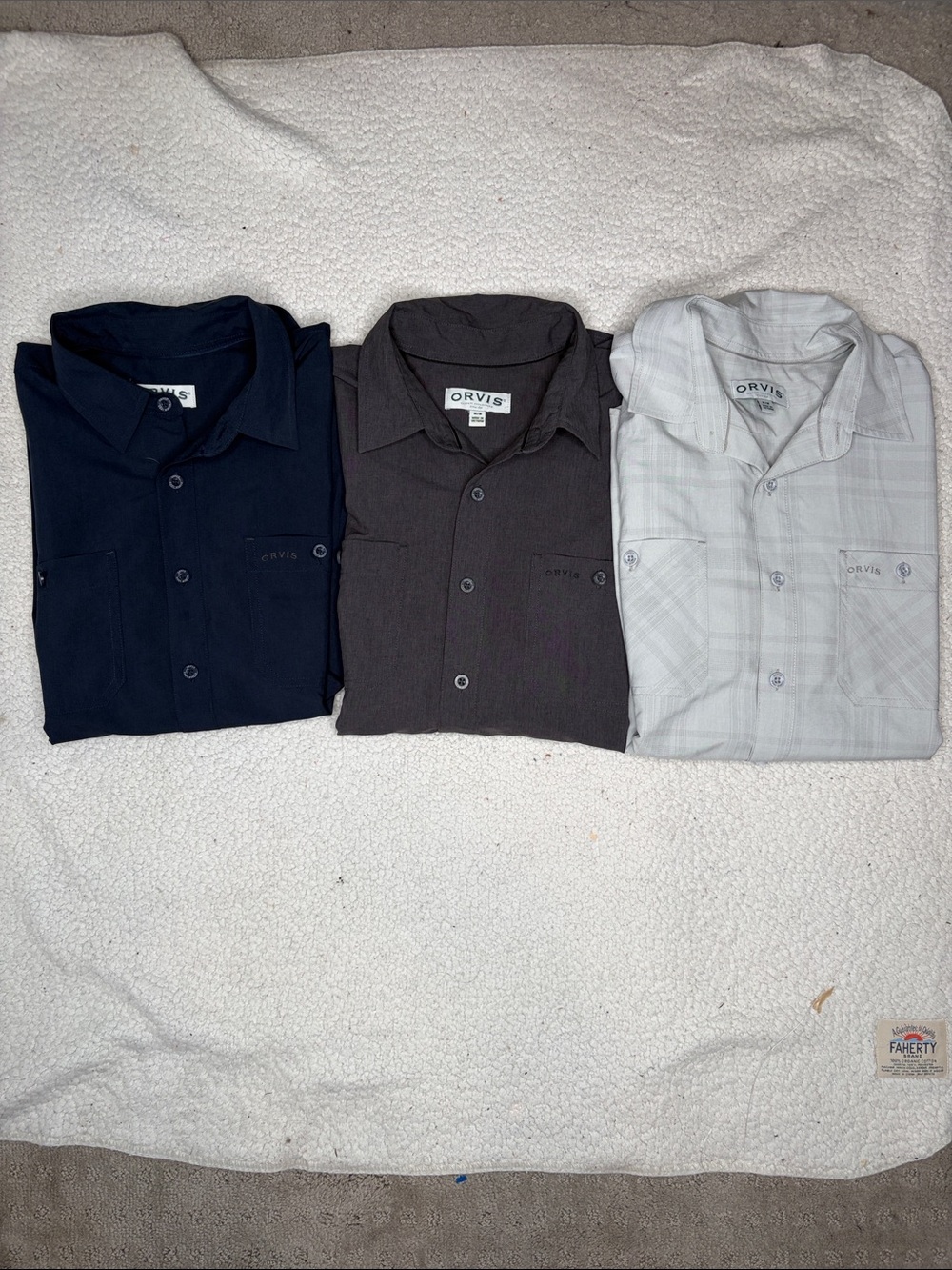 Set of 3 Orvis Shirt Sleeve Woven Tech Shirt: Size Medium